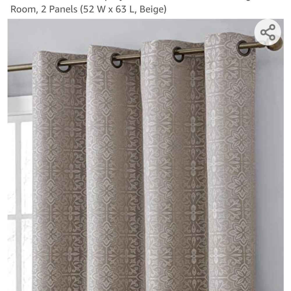 Beige blackout curtains 52"x63"